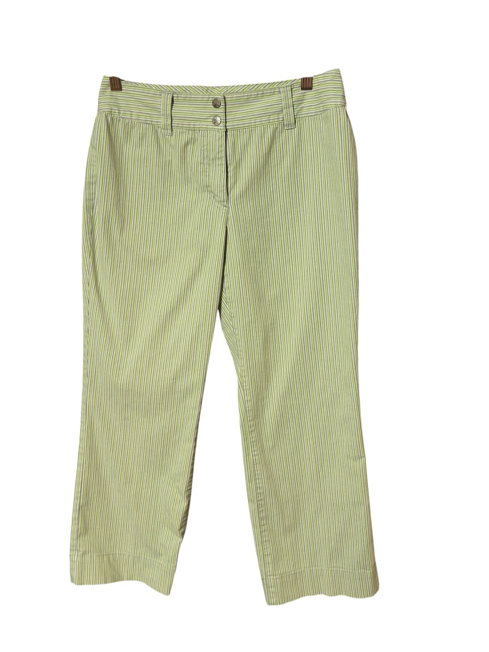 Sigrid Olsen Light Green Pinstripe Capris Sz 6